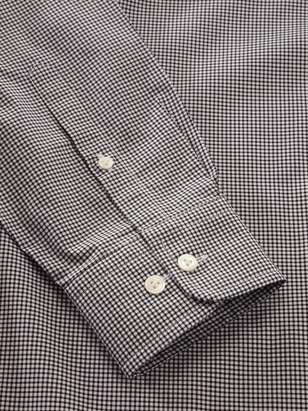Barboni Black & White Check Full Sleeve Single Cuff Tailored Fit  Formal Silk Touch Egyptian Giza Cotton Shirt
