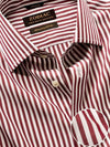 Barboni Maroon Striped Full Sleeve Single Cuff Tailored Fit Classic Formal Silk Touch Egyptian Giza Cotton Shirt