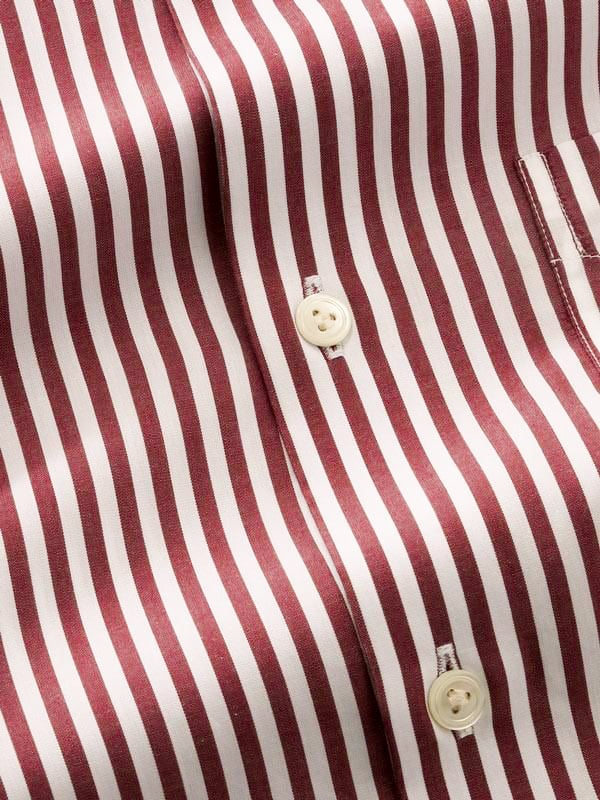 Barboni Maroon Striped Full Sleeve Single Cuff Tailored Fit Classic Formal Silk Touch Egyptian Giza Cotton Shirt