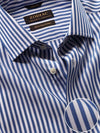 Barboni Navy Striped Full Sleeve Single Cuff Tailored Fit Classic Formal Silk Touch Egyptian Giza Cotton Shirt