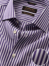Barboni Purple Striped Full Sleeve Single Cuff Tailored Fit Classic Formal Silk Touch Egyptian Giza Cotton Shirt