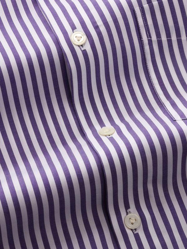 Barboni Purple Striped Full Sleeve Single Cuff Tailored Fit Classic Formal Silk Touch Egyptian Giza Cotton Shirt