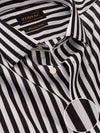 Barboni Black & White Striped Full Sleeve Single Cuff Tailored Fit Classic Formal Silk Touch Egyptian Giza Cotton Shirt