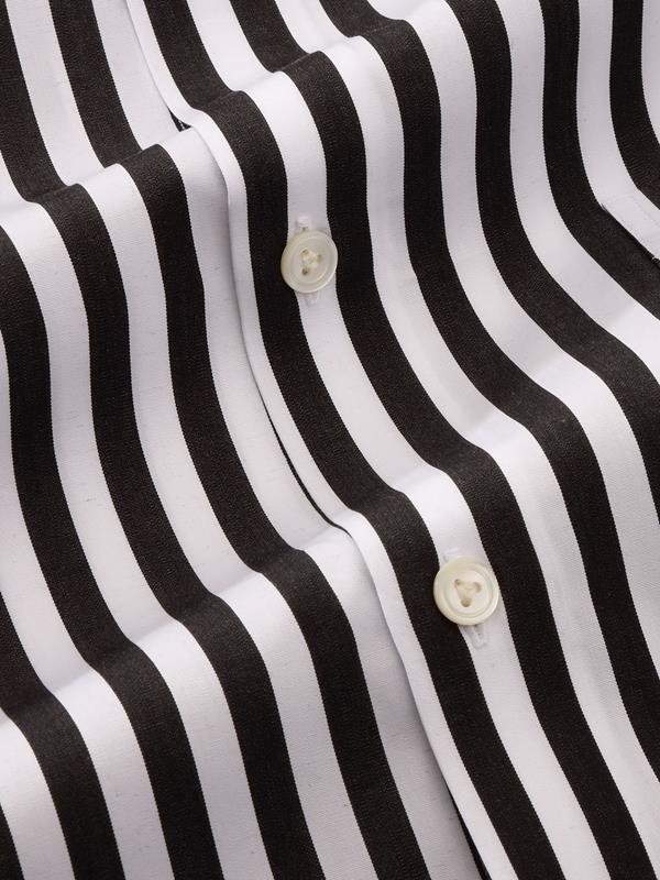 Barboni Black & White Striped Full Sleeve Single Cuff Classic Fit Classic Formal Silk Touch Egyptian Giza Cotton Shirt