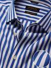 Barboni Blue Striped Full Sleeve Single Cuff Tailored Fit Classic Formal Silk Touch Egyptian Giza Cotton Shirt