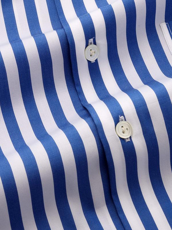 Barboni Blue Striped Full Sleeve Single Cuff Tailored Fit Classic Formal Silk Touch Egyptian Giza Cotton Shirt
