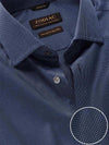 Barolo Blue Solid Full Sleeve Single Cuff Tailored Fit Semi Formal Dark Two Ply Mercerized Cotton Shirt