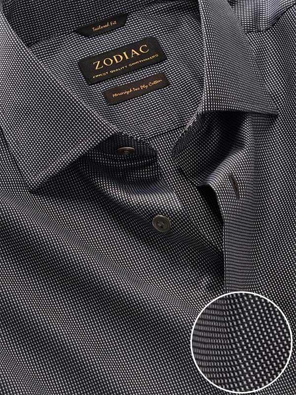 Barolo Dark Grey Solid Full Sleeve Single Cuff Classic Fit Semi Formal Dark Two Ply Mercerized Cotton Shirt