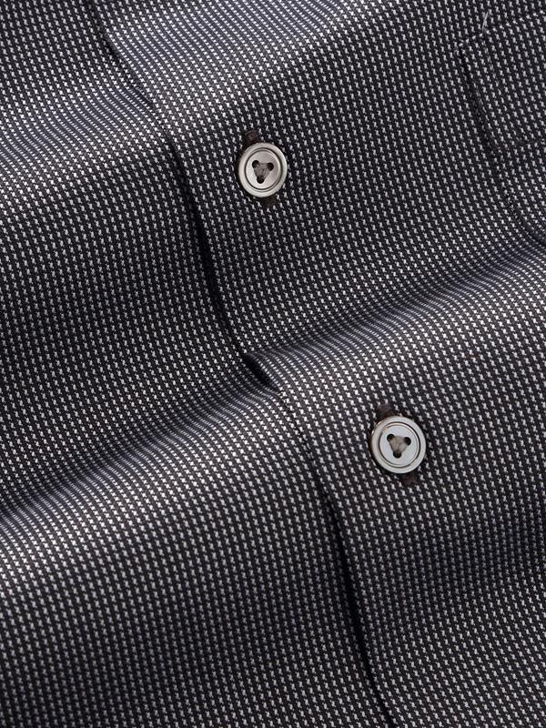 Barolo Dark Grey Solid Full Sleeve Single Cuff Classic Fit Semi Formal Dark Two Ply Mercerized Cotton Shirt