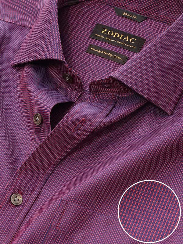 Barolo Red Solid Full Sleeve Single Cuff Classic Fit Semi Formal Dark Two Ply Mercerized Cotton Shirt