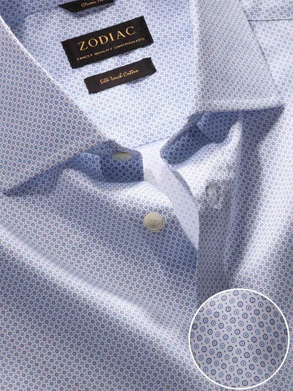 Bassano Sky Printed Full Sleeve Double Cuff Classic Fit Classic Formal Cotton Shirt