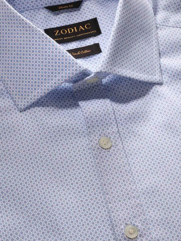 Bassano Sky Printed Full Sleeve Double Cuff Classic Fit Classic Formal Cotton Shirt