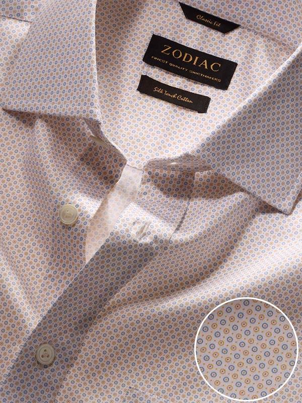 Bassano Yellow Printed Full Sleeve Single Cuff Classic Fit Classic Formal Cotton Shirt