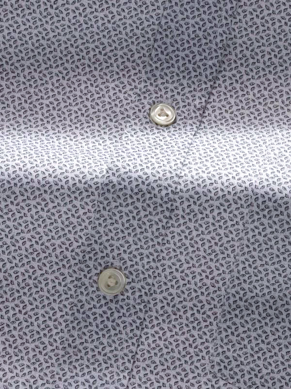 Bassano Light Grey Printed Full Sleeve Double Cuff Classic Fit Classic Formal Cotton Shirt