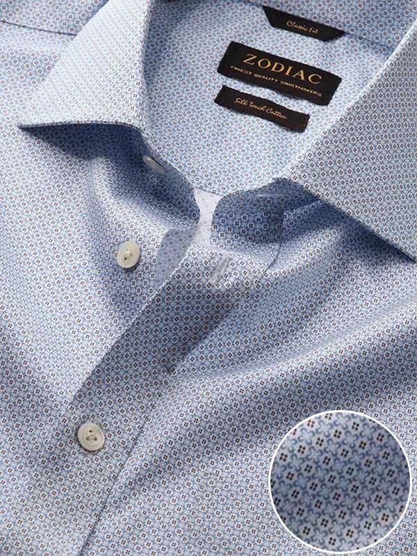 Bassano Sky Printed Full Sleeve Single Cuff Classic Fit Classic Formal Cotton Shirt
