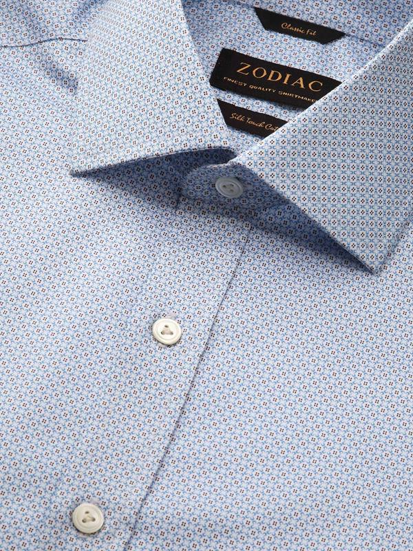 Bassano Sky Printed Full Sleeve Single Cuff Classic Fit Classic Formal Cotton Shirt