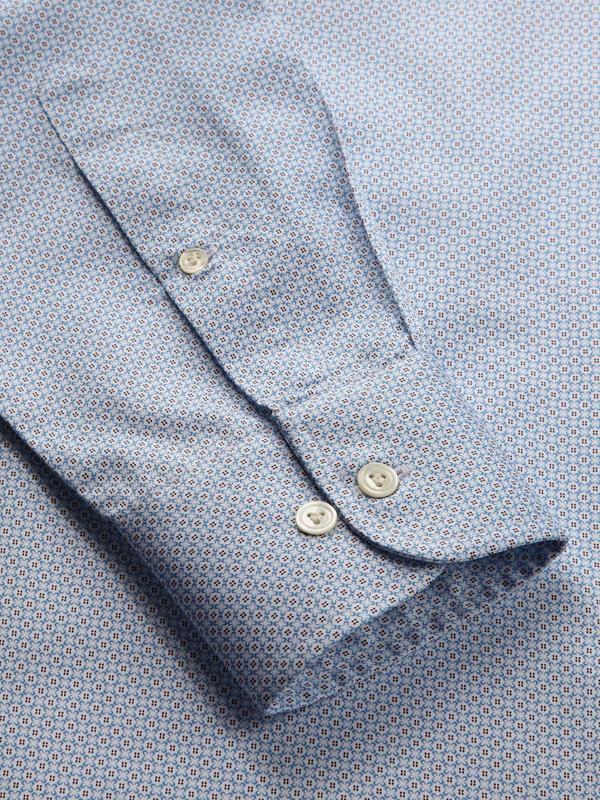 Bassano Sky Printed Full Sleeve Single Cuff Classic Fit Classic Formal Cotton Shirt