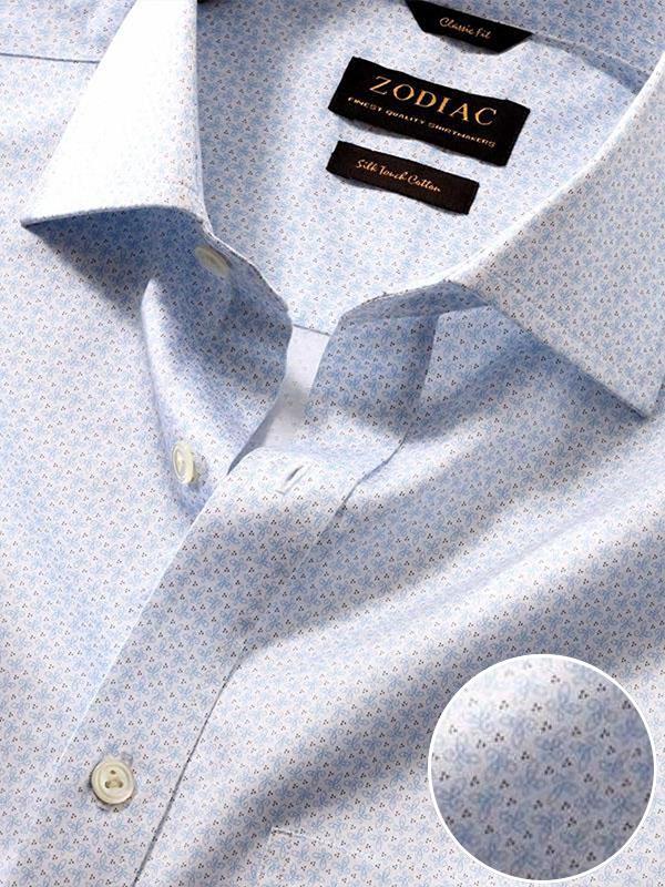 Bassano Sky Printed Full Sleeve Single Cuff Classic Fit Classic Formal Cotton Shirt