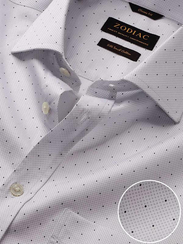 Bassano Light Grey Printed Single Cuff Classic Fit Classic Formal Cotton Shirt