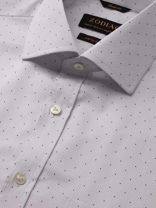 Bassano Light Grey Printed Single Cuff Classic Fit Classic Formal Cotton Shirt