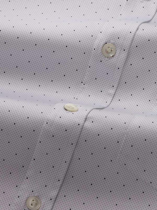 Bassano Light Grey Printed Single Cuff Classic Fit Classic Formal Cotton Shirt