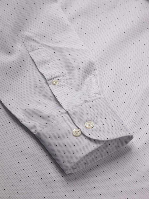 Bassano Light Grey Printed Single Cuff Classic Fit Classic Formal Cotton Shirt