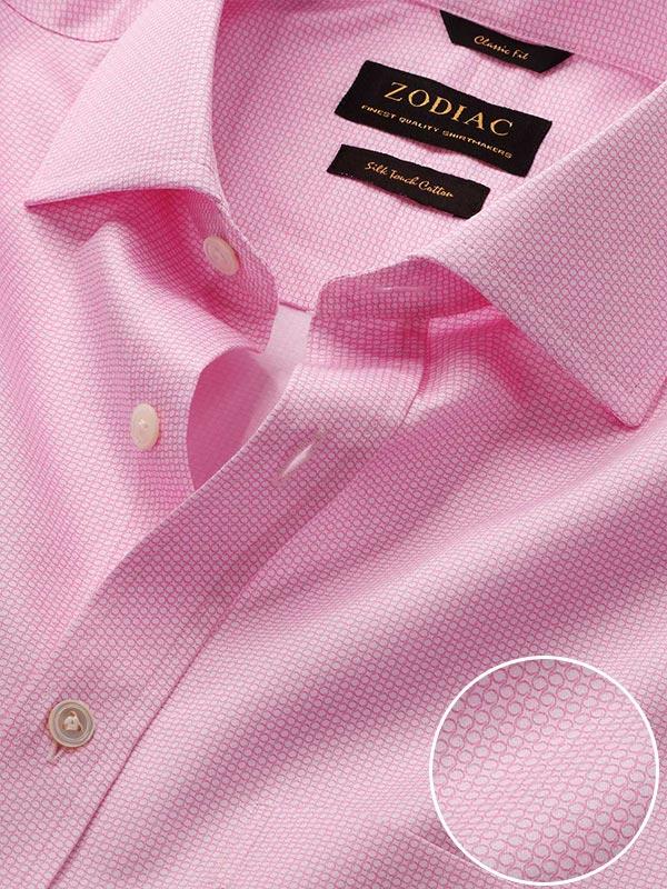 Bassano Pink Printed Full Sleeve Single Cuff Classic Fit Classic Formal Cotton Shirt