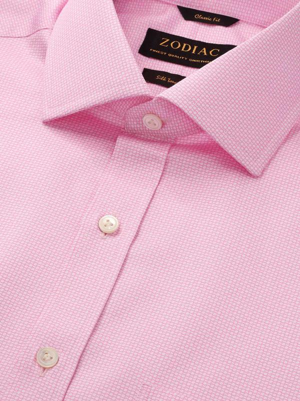 Bassano Pink Printed Full Sleeve Single Cuff Classic Fit Classic Formal Cotton Shirt