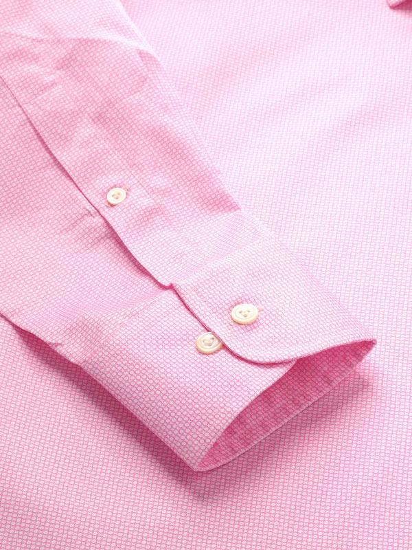 Bassano Pink Printed Full Sleeve Single Cuff Classic Fit Classic Formal Cotton Shirt
