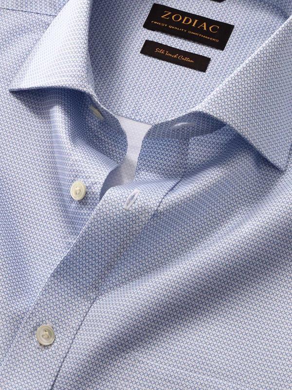 Bassano Sky Printed Full Sleeve Single Cuff Classic Fit Classic Formal Cotton Shirt
