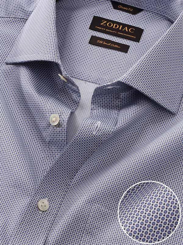 Bassano Blue Printed Full Sleeve Single Cuff Classic Fit Classic Formal Cotton Shirt