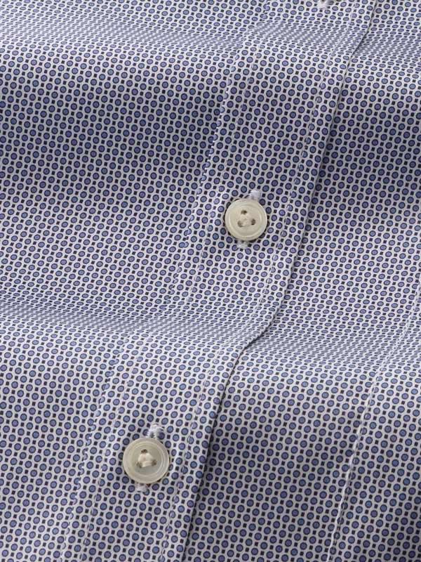 Bassano Blue Printed Full Sleeve Single Cuff Classic Fit Classic Formal Cotton Shirt