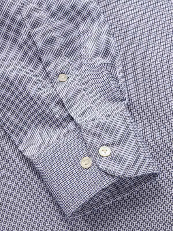 Bassano Blue Printed Full Sleeve Single Cuff Classic Fit Classic Formal Cotton Shirt