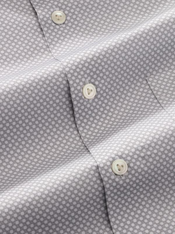 Bassano Light Grey Printed Full Sleeve Single Cuff Tailored Fit Classic Formal Cotton Shirt