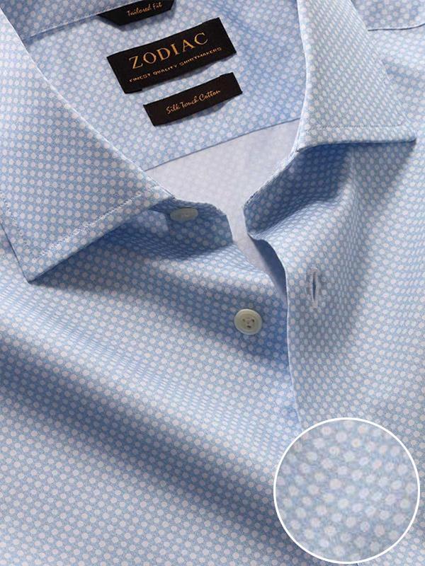 Bassano Sky Printed Full Sleeve Single Cuff Tailored Fit Classic Formal Cotton Shirt