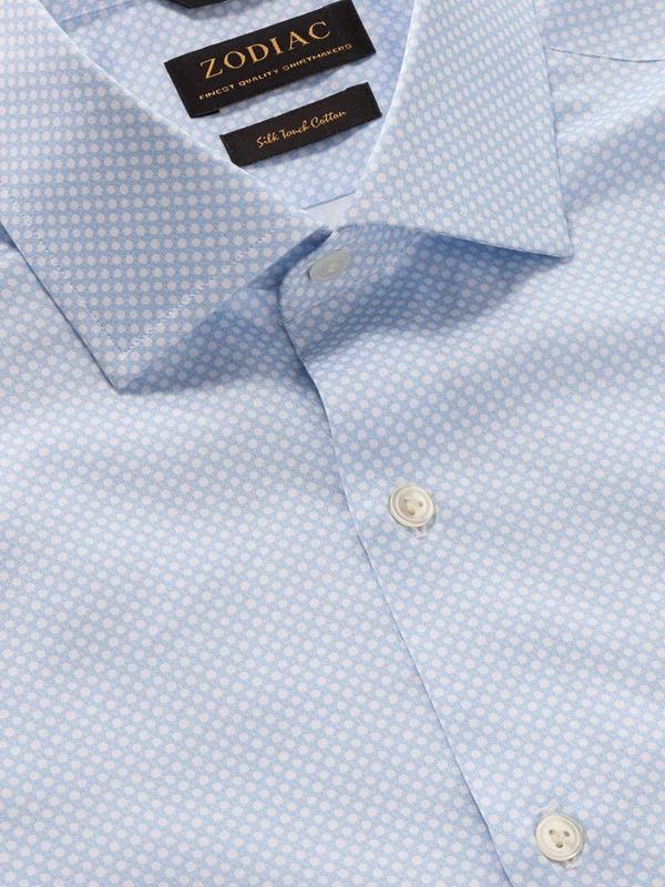 Bassano Sky Printed Full Sleeve Single Cuff Tailored Fit Classic Formal Cotton Shirt