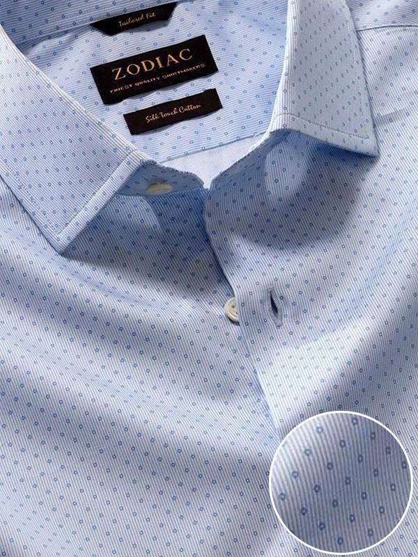 Bassano Sky Printed Single Cuff Tailored Fit Classic Formal Cotton Shirt