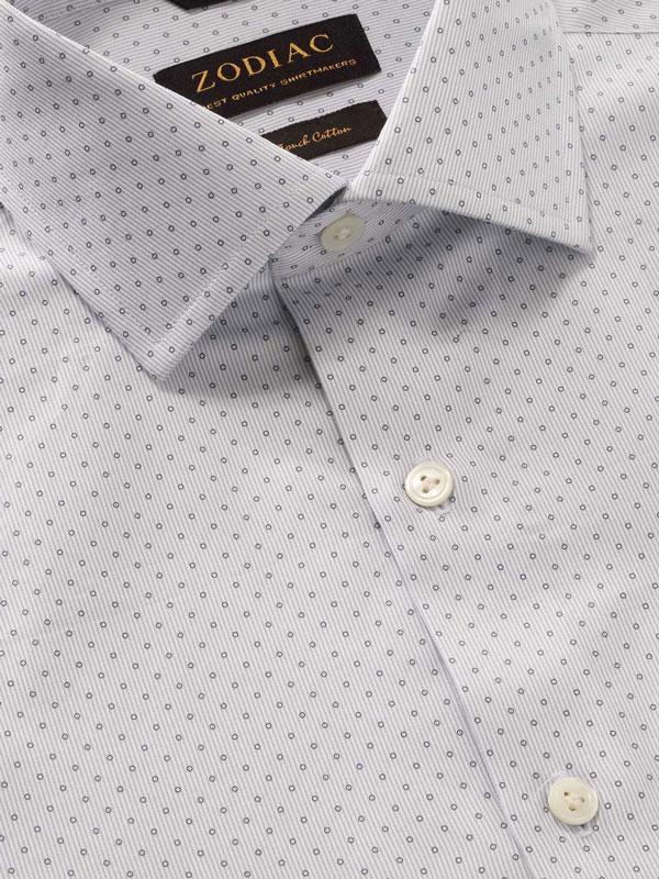 Bassano Light Grey Printed Full Sleeve Single Cuff Tailored Fit Classic Formal Cotton Shirt