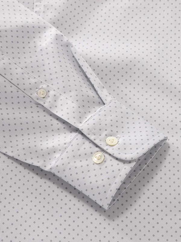 Bassano Light Grey Printed Full Sleeve Single Cuff Tailored Fit Classic Formal Cotton Shirt