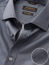 Bassano Dark Grey Printed Full Sleeve Single Cuff Classic Fit Dark Semi Formal Cotton Shirt