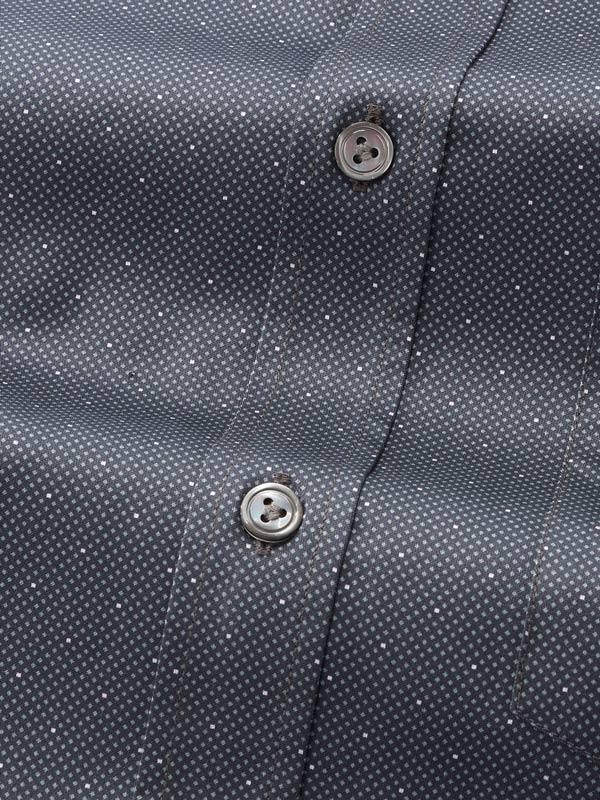 Bassano Dark Grey Printed Full Sleeve Single Cuff Classic Fit Dark Semi Formal Cotton Shirt