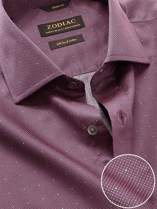 Bassano Maroon Printed Full Sleeve Single Cuff Classic Fit Dark Semi Formal Cotton Shirt