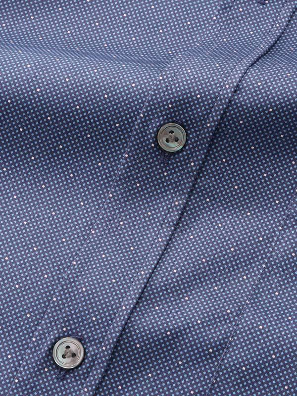 Bassano Navy Printed Full Sleeve Single Cuff Classic Fit Dark Semi Formal Cotton Shirt