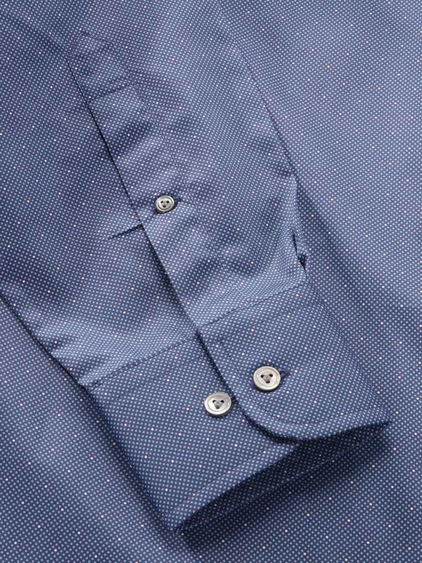 Bassano Navy Printed Full Sleeve Single Cuff Classic Fit Dark Semi Formal Cotton Shirt