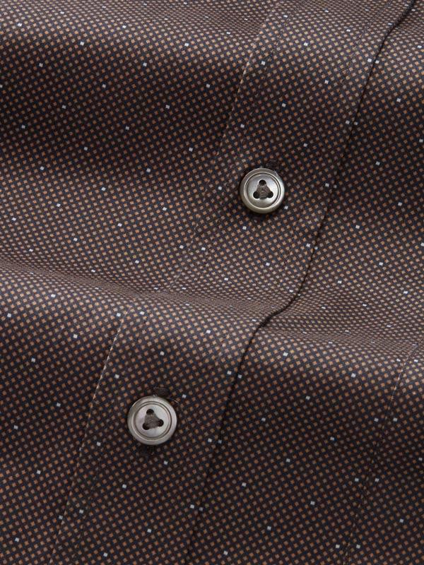 Bassano Ochre Printed Full Sleeve Single Cuff Classic Fit Dark Semi Formal Cotton Shirt