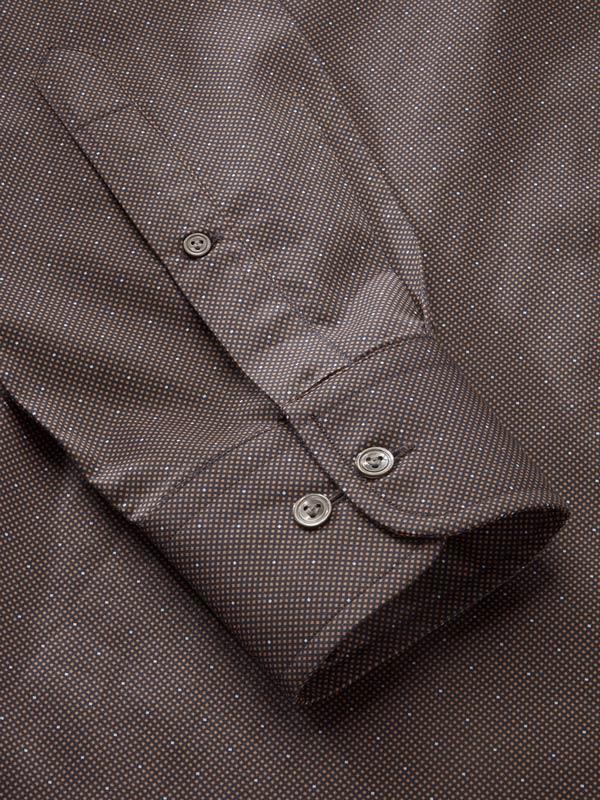 Bassano Ochre Printed Full Sleeve Single Cuff Classic Fit Dark Semi Formal Cotton Shirt