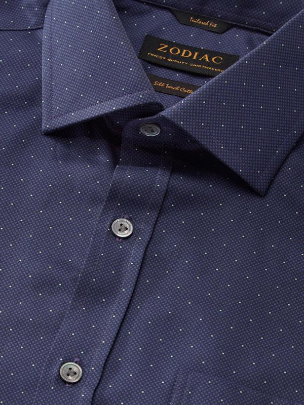 Bassano Purple Printed Full Sleeve Single Cuff Classic Fit Dark Semi Formal Cotton Shirt