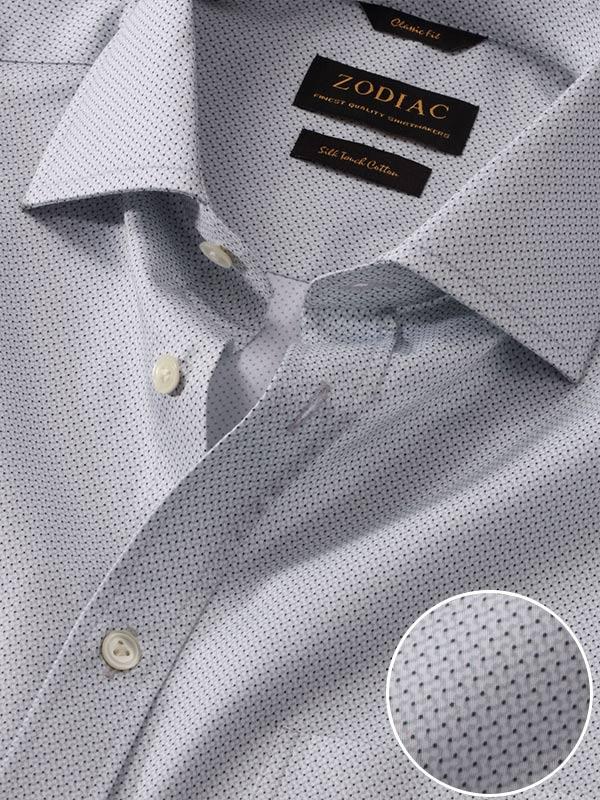 Bassano Light Grey Printed Full Sleeve Single Cuff Classic Fit Classic Formal Cotton Shirt