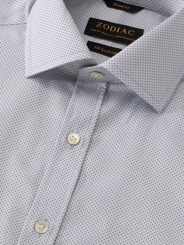 Bassano Light Grey Printed Full Sleeve Single Cuff Classic Fit Classic Formal Cotton Shirt