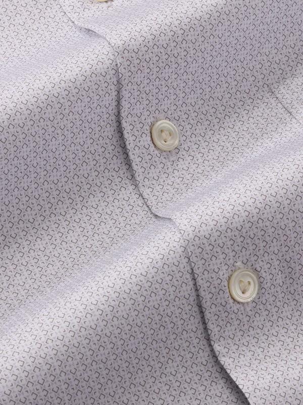 Bassano Light Grey Printed Full Sleeve Single Cuff Tailored Fit Classic Formal Cotton Shirt